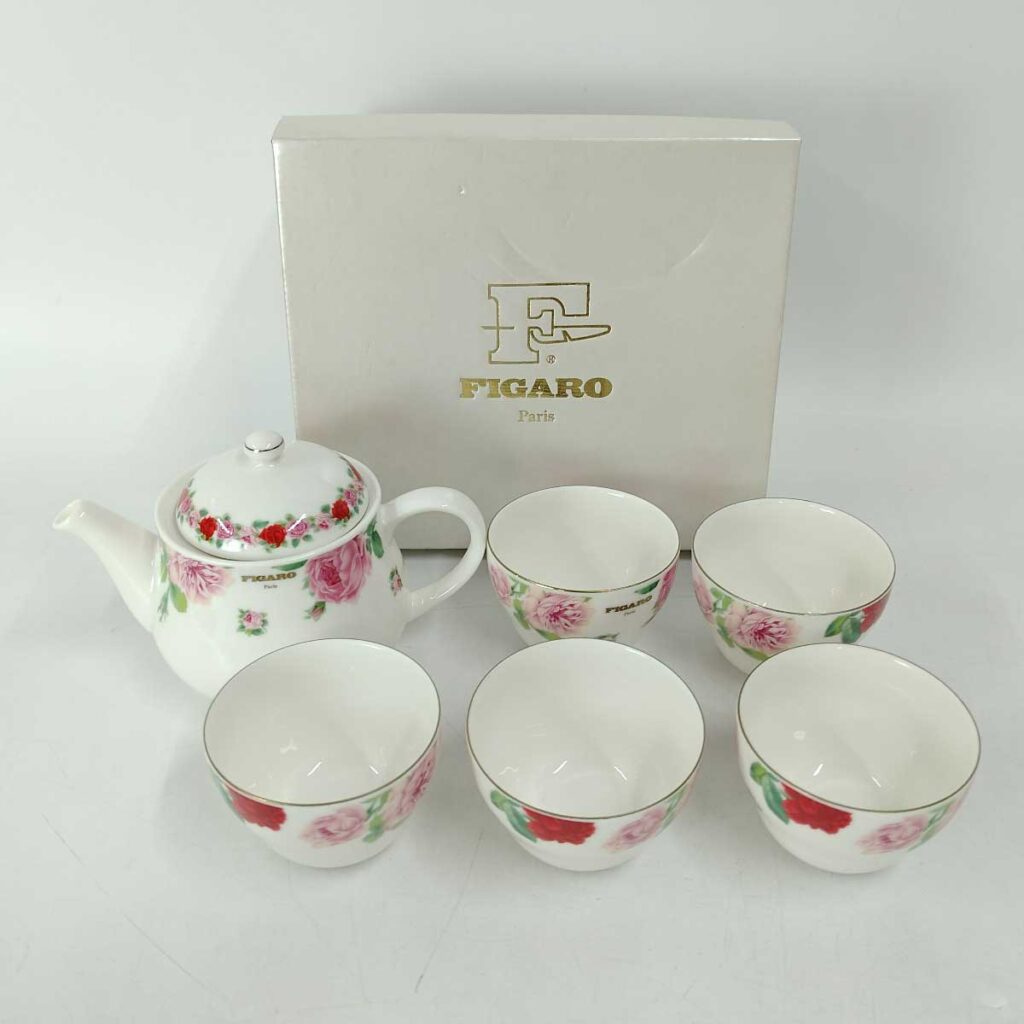 フィガロ ティーセット ティーポット ティーカップ 5客セット 薔薇柄 FIGARO Paris